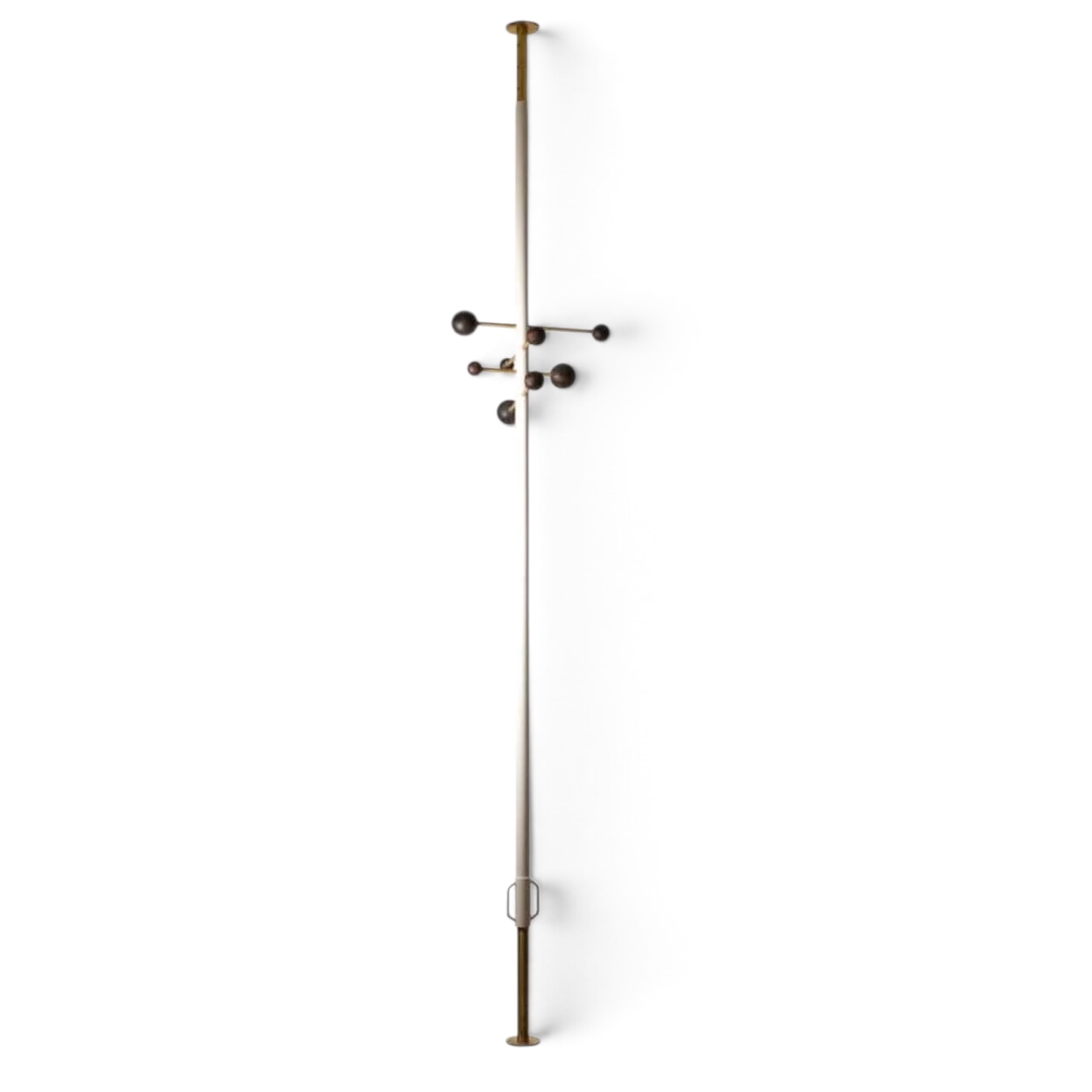 Adjustable-Height Coat Rack with Brass Hooks - Stylish