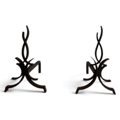 Raymond Subes Attributed Wrought Iron Andirons - Styylish