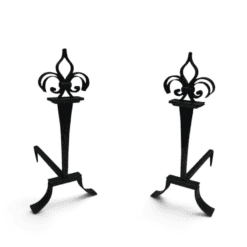 French Wrought Iron Fleur-de-Lys Andirons - Styylish