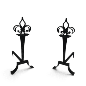 French Wrought Iron Fleur-de-Lys Andirons