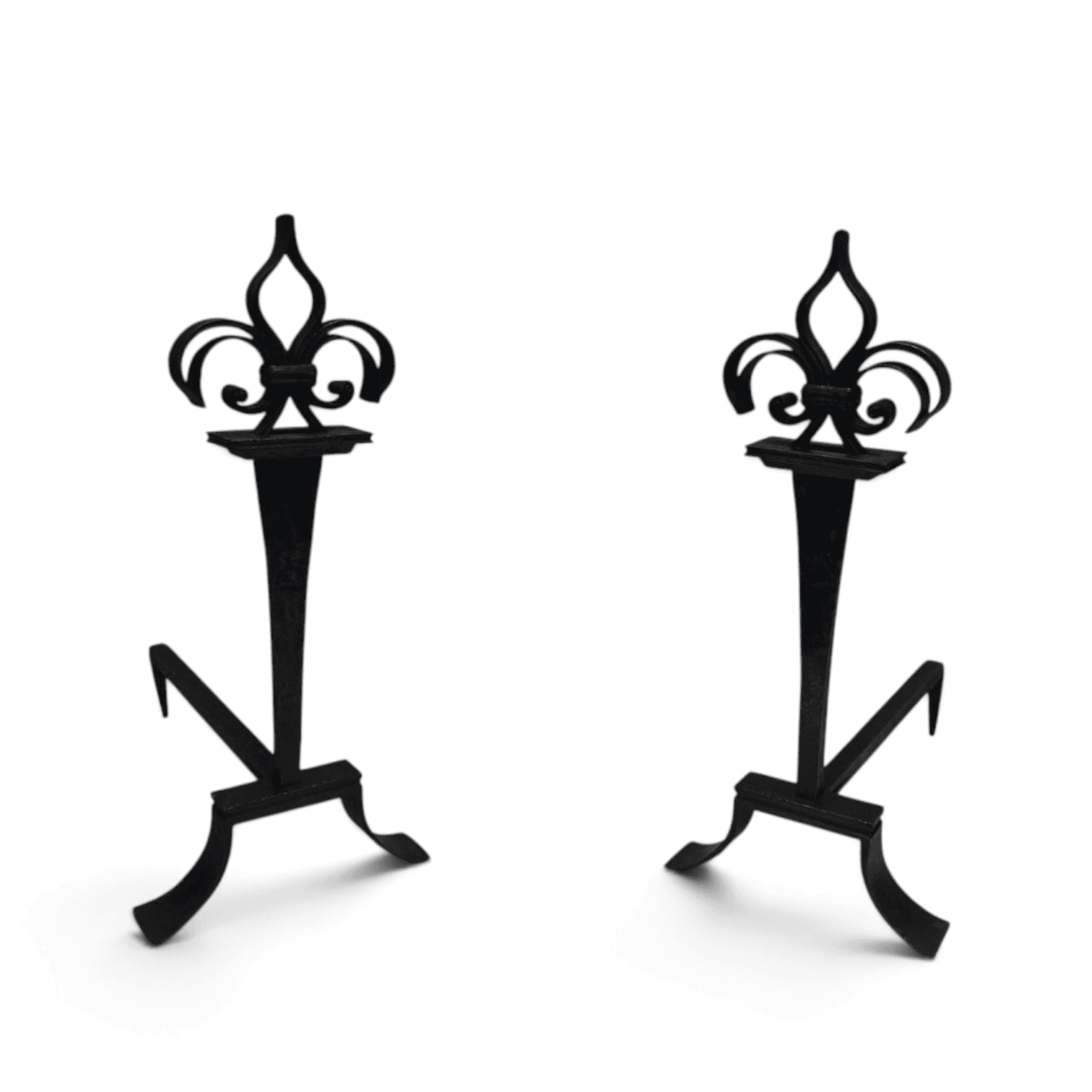 French Wrought Iron Fleur-de-Lys Andirons - Styylish
