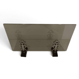 French Smoked Glass and Bronze Fireplace Screen