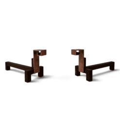 French Sculptural Iron and Copper Andirons - Styylish