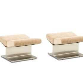 Paul Geoffroy for Uginox. Pair of brushed steel stools. Circa 1970.