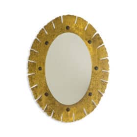 Vintage Gilded Brass Elliptical Mirror, 1950's