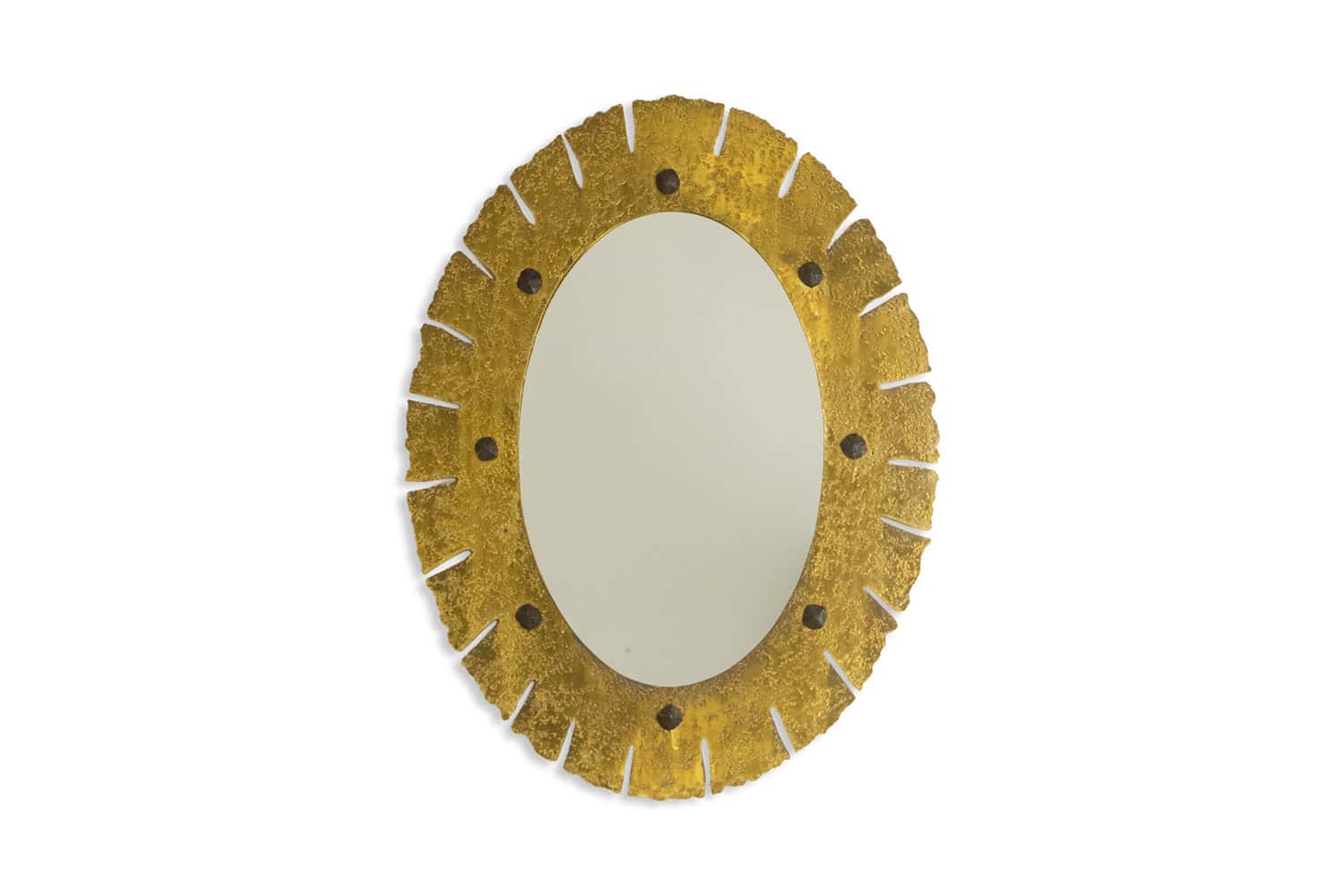 Vintage Gilded Brass Elliptical Mirror - Styylish