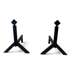 French Modernist Black Iron Andirons - Styylish