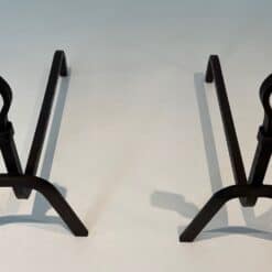 French Modernist Wrought Iron Andirons - Top View - Styylish