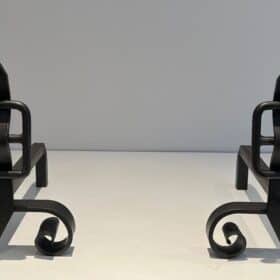 French Wrought Iron Andirons
