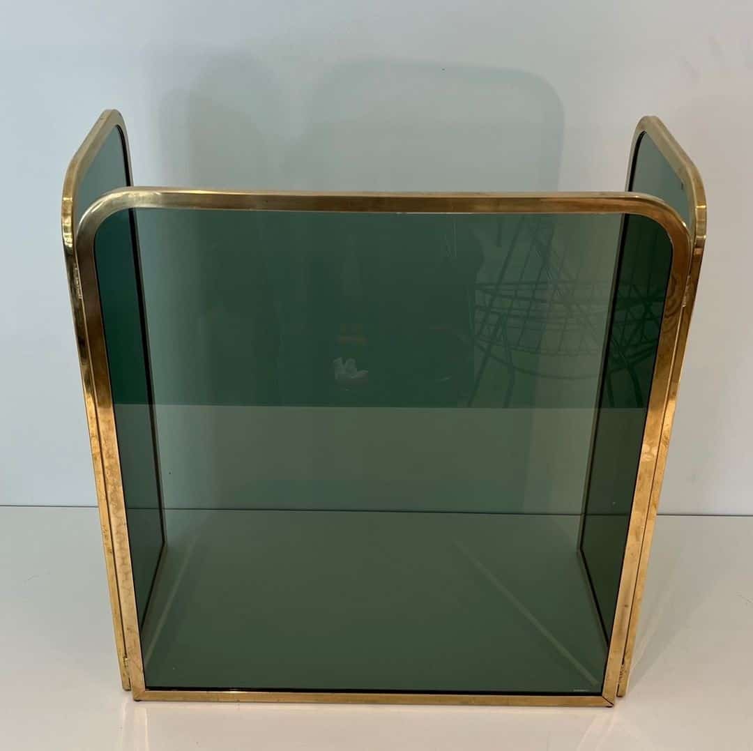 French Tinted Glass Fireplace Screen - Front View Half-fold - Styylish