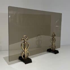 French Smoked Glass Fireplace Screen - Angled View - Styylish
