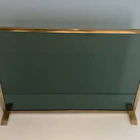 French Green Glass Fireplace Screen