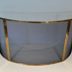 French Curved Brass Fireplace Screen - Front View - Styylish
