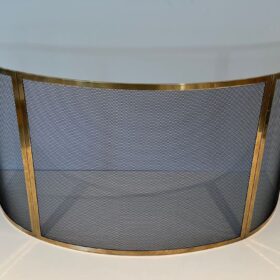 French Curved Brass Fireplace Screen