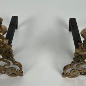 French Louis XV Style Bronze Andirons