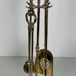 French Neoclassical Brass Fireplace Companion Set - Front View - Styylish