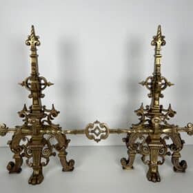 French Neo-Renaissance Bronze Fireplace Andirons