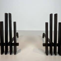 Alternative view of French Brutalist Steel Andirons, Mid-Century, 1950s