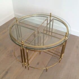 Maison Baguès Neoclassical Brass Coffee Table, France, circa 1940