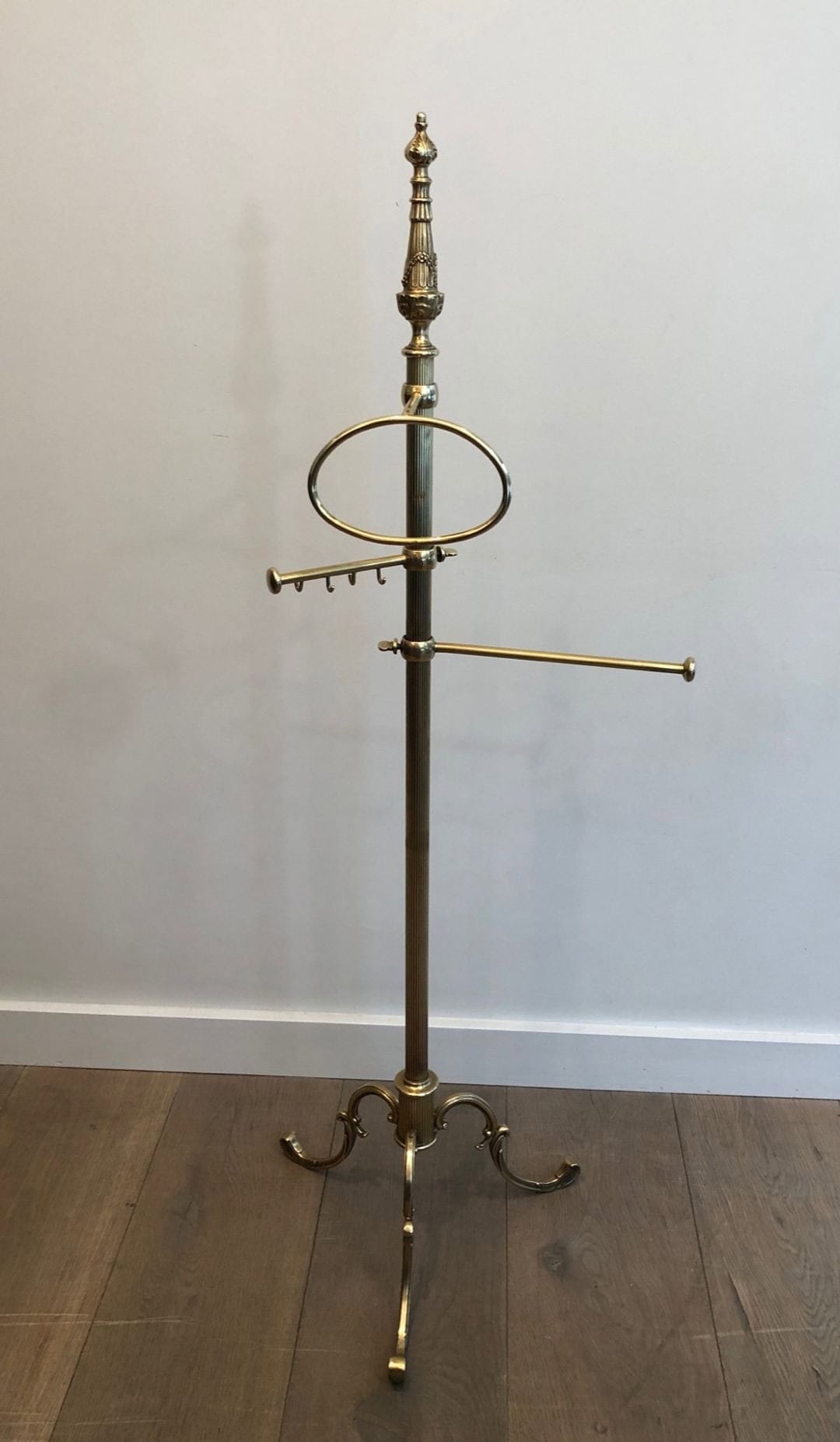 French Brass Towel Rack in Neoclassical Style - Front View - Styylish