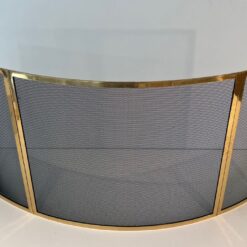 Curved French Brass Fireplace Screen - Front View - Styylish