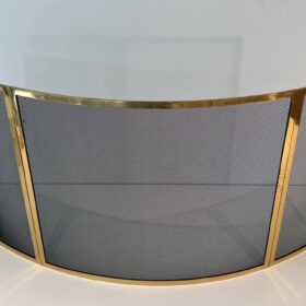 Curved French Brass Fireplace Screen