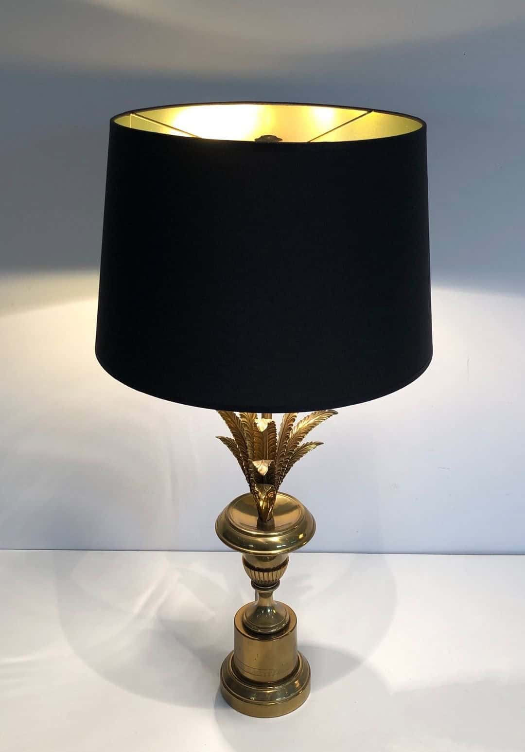 Palm Tree Brass Table Lamp, Manner of Maison Charles, circa 1970 - Image 2
