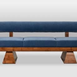 Contemporary 3-Seater Bench in Light Ash and Mohair Velvet - Front View - Styylish