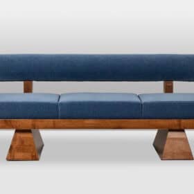 Contemporary 3-Seater Bench in Light Ash and Mohair Velvet