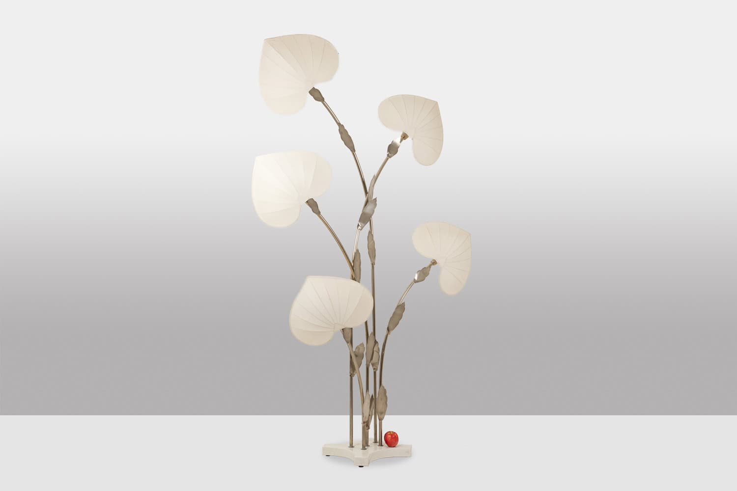 Antonio Pavia Floor Lamp in Silver-Plated Brass and Silk, 1970s. - Image 2
