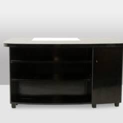 Art Deco Kidney-Shaped Desk in Black Lacquered Wood - Front View - Styylish