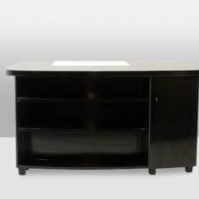 Art Deco Kidney-Shaped Desk in Black Lacquered Wood