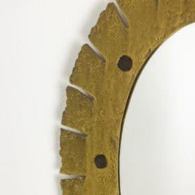 Vintage Gilded Brass Elliptical Mirror, 1950's
