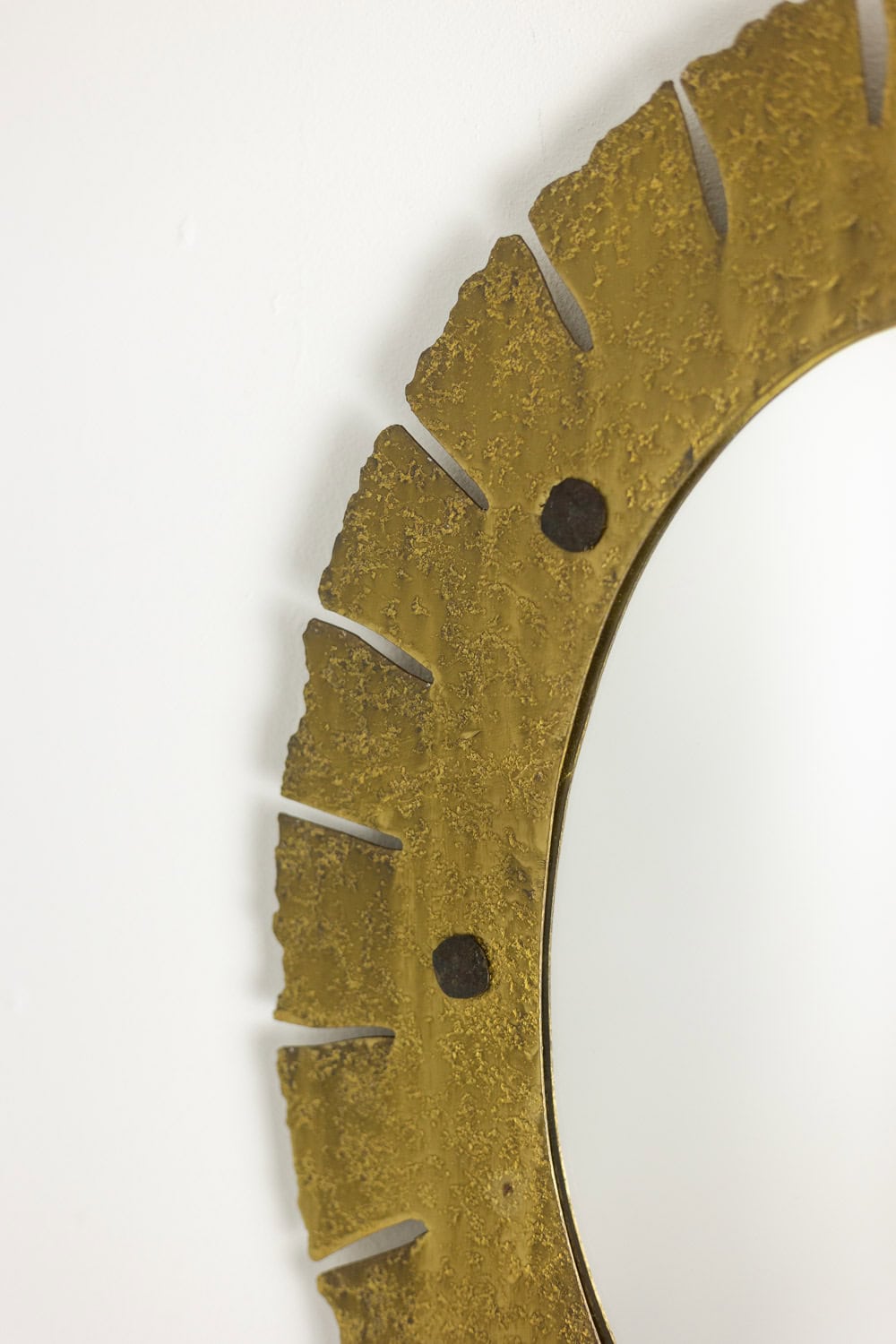Vintage Gilded Brass Elliptical Mirror - Left Frame Detail - Styylish