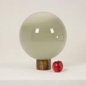 Globe lamp in opalescent glass and patinated bronze. Contemporary.