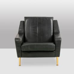 Airborne. Pair of green leather armchairs. 1950s. - Image 2