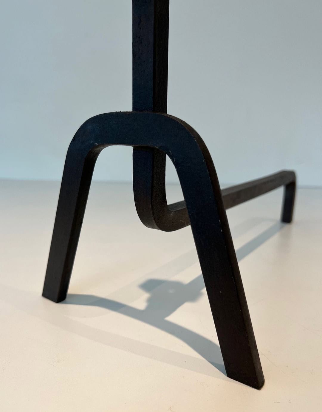 French Modernist Wrought Iron Andirons - Base Detail - Styylish
