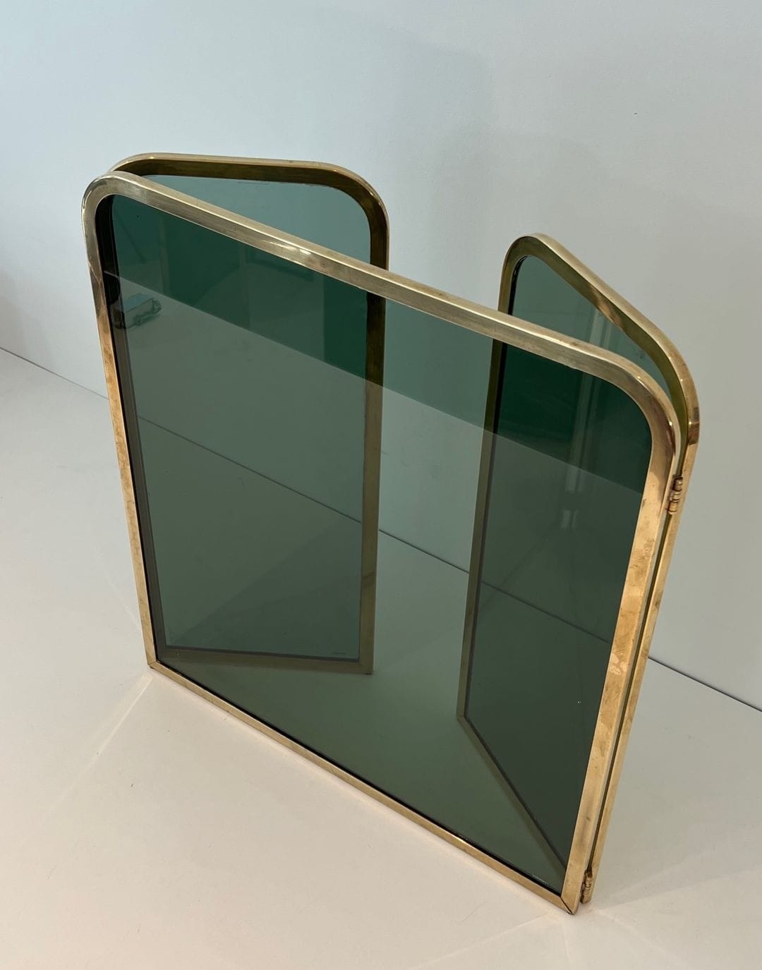 French Tinted Glass Fireplace Screen - Top View Full-fold - Styylish