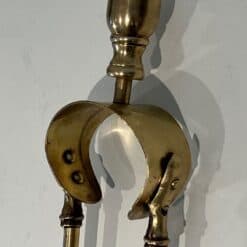 French Neoclassical Brass Fireplace Companion Set - Tongs Handle - Styylish