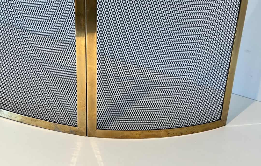 French Curved Brass Fireplace Screen - Bottom Detail - Styylish
