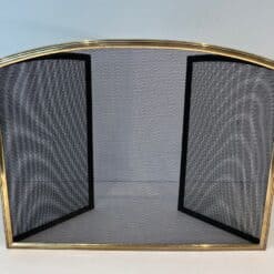 French Neoclassical Brass Fireplace Screen - Folded Front View - Styylish