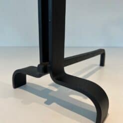 French Wrought Iron Andirons in Geometric Modernist Style - Base Detail - Styylish