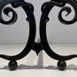 Pair of Art Deco Wrought Iron Serpent Andirons in the Style of Edgar Brandt - Image 11