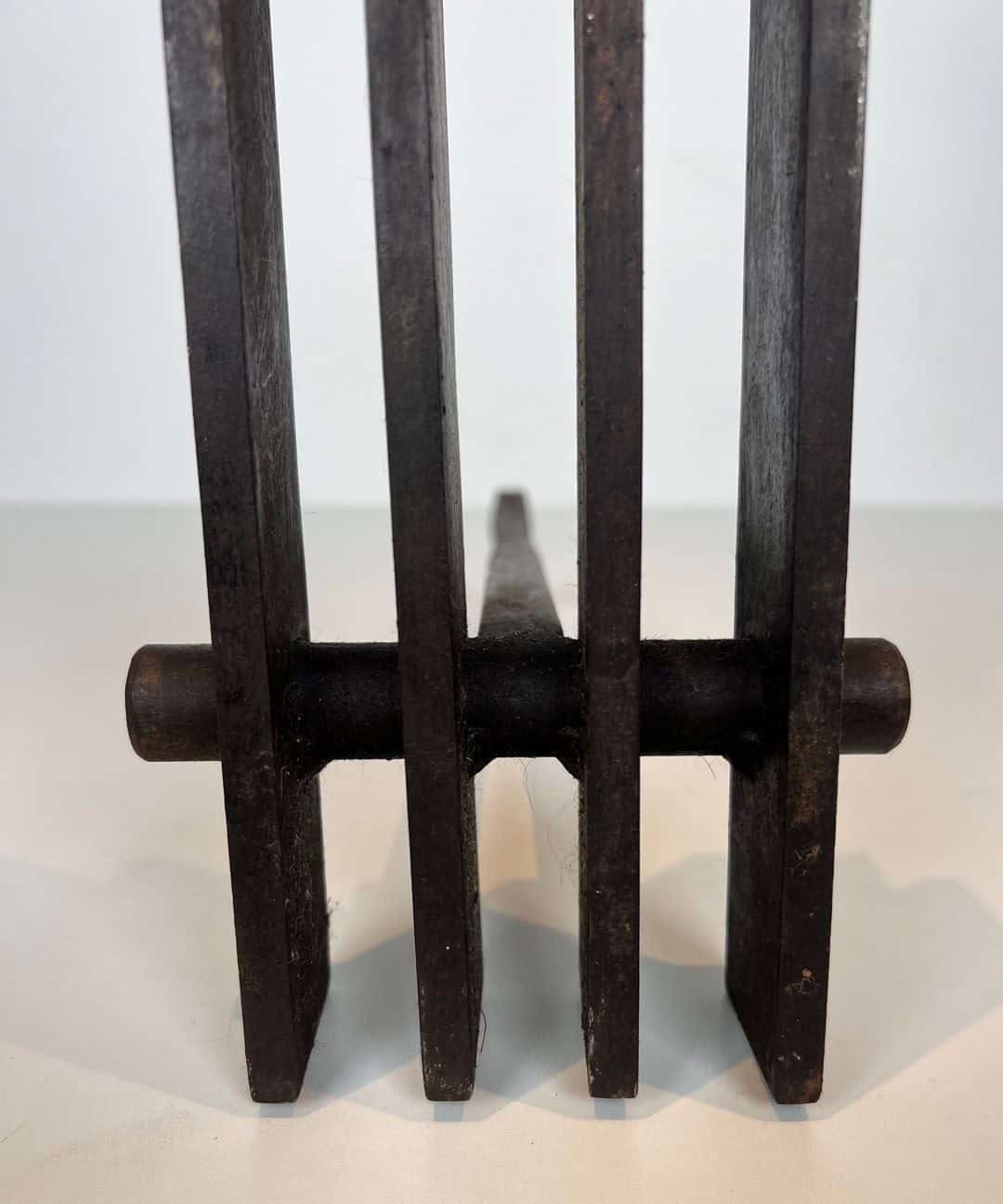 French Brutalist Steel Andirons, Mid-Century, 1950s - Image 11