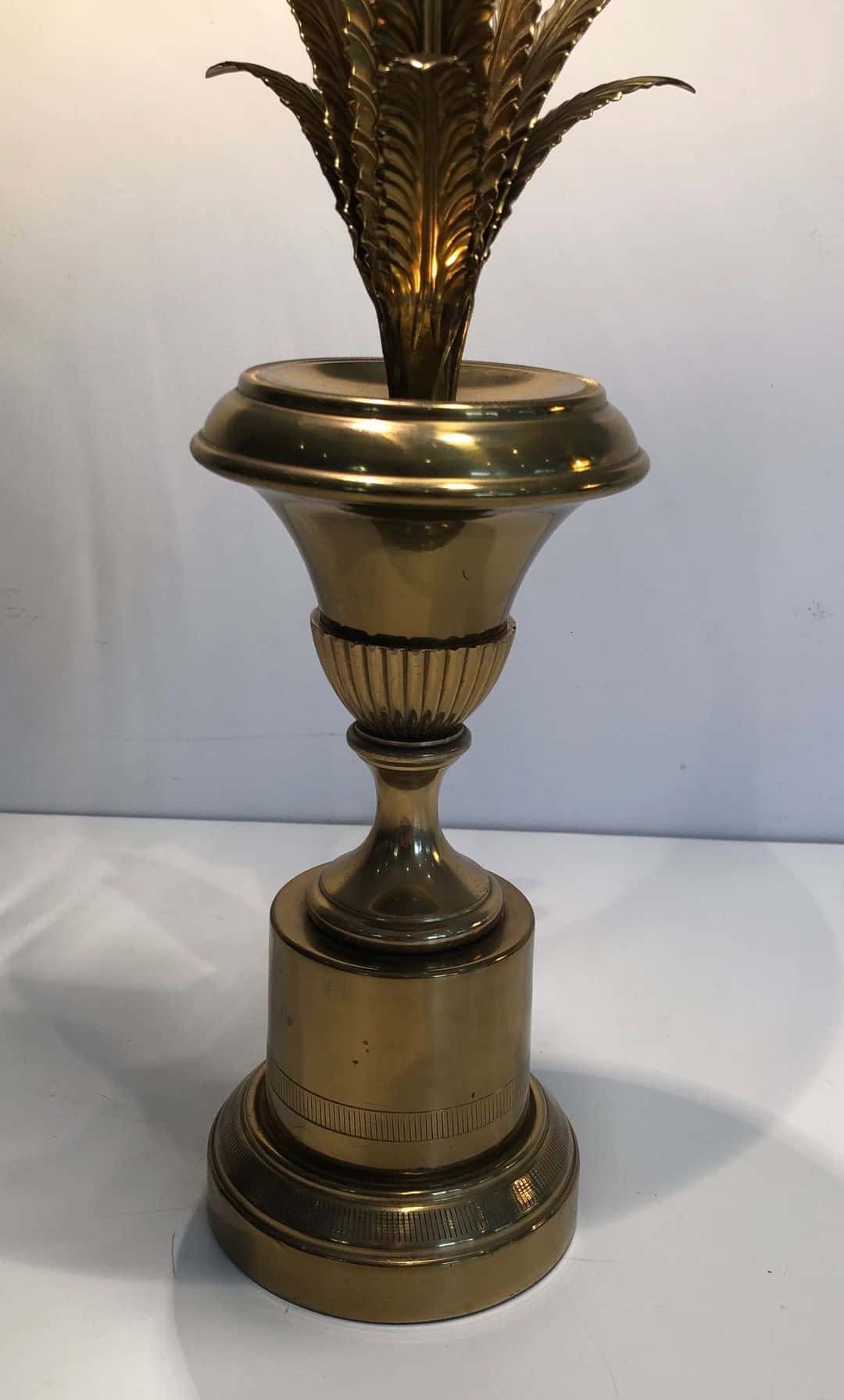 Palm Tree Brass Table Lamp, Manner of Maison Charles, circa 1970 - Image 11