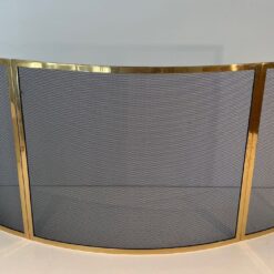 Curved French Brass Fireplace Screen - Wide View Two - Styylish