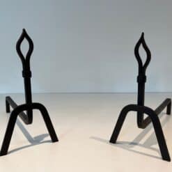 French Modernist Wrought Iron Andirons - Pair View - Styylish