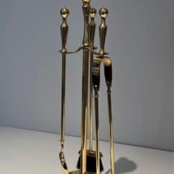 French Neoclassical Brass Fireplace Companion Set - Full View - Styylish
