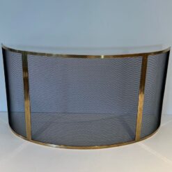 French Curved Brass Fireplace Screen - Wide View - Styylish