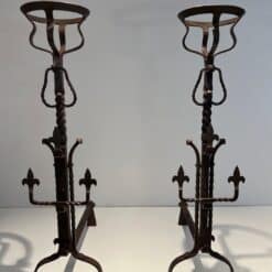 French Gothic Revival Landiers with Fleur-de-Lys - Pair View Two - Styylish